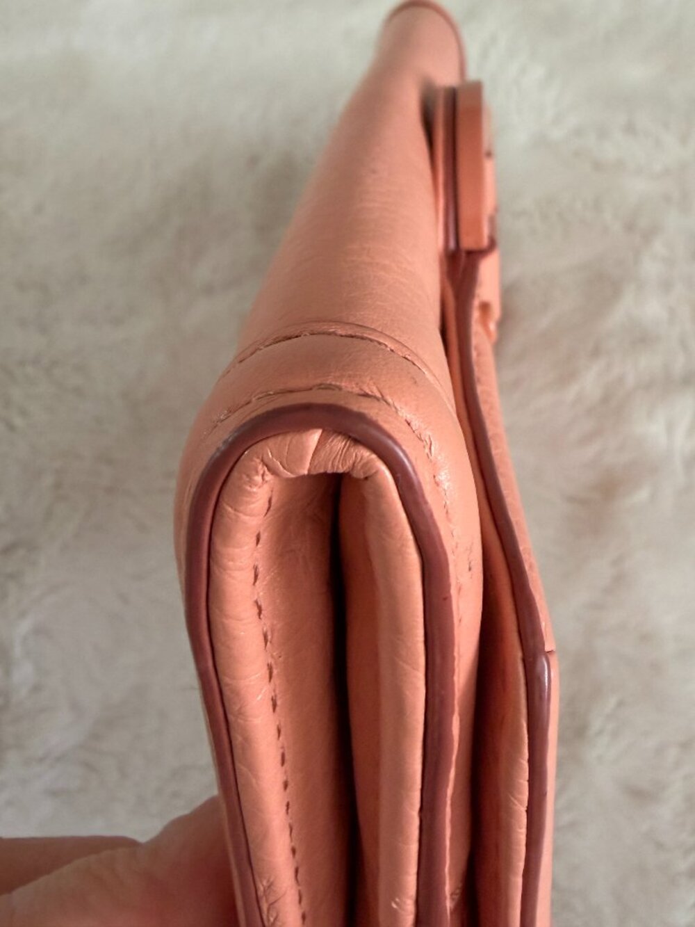 Tory Burch Amanda Envelope Continental Salmon Pink Leather Wallet - Picture 6 of 14